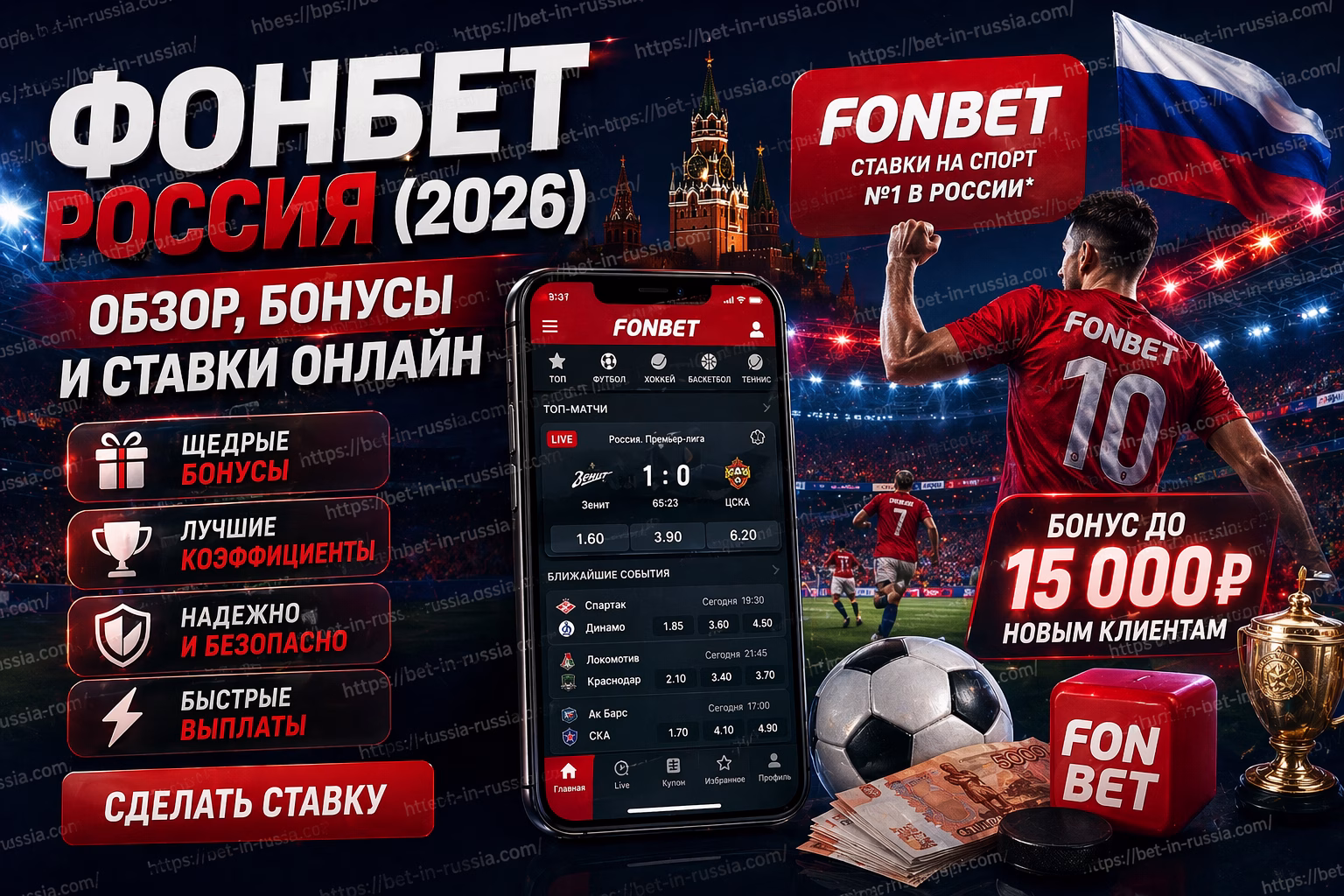 Фонбет Россия Обзор букмекера, бонусы и ставки (2026)
